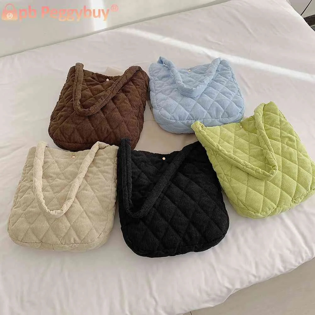 Corduroy Women's Versatile Handbag Soft Tote for Office School