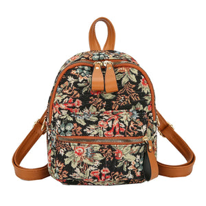 Vintage Floral Pattern Backpacks Retro Stylish Canvas Flower Print