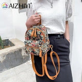 Vintage Floral Pattern Backpacks Retro Stylish Canvas Flower Print