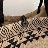 Vintage Burlap Beach Bag Linen Tote Shoulder Bag