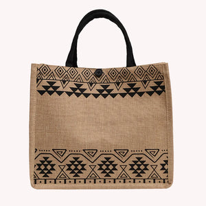 Vintage Burlap Beach Bag Linen Tote Shoulder Bag