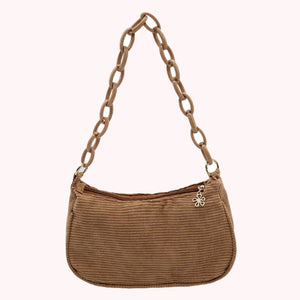 Vintage Corduroy Chain Shoulder Bag