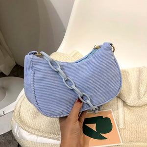 Women Vintage Corduroy Chain Shoulder Bag