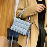 Vintage Checker Shoulder Messenger Bag Thick Chain Top Handle Handbag