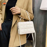 Vintage Solid Shoulder Crossbody Messenger Bag with Thick Chain