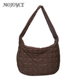 Vintage Checkered Nylon Shoulder Bag Solid Tote Handbag