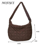 Vintage Checkered Nylon Shoulder Bag Solid Tote Handbag