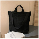 Vintage Corduroy Handbag Reusable Crossbody Purse Large Tote Bag