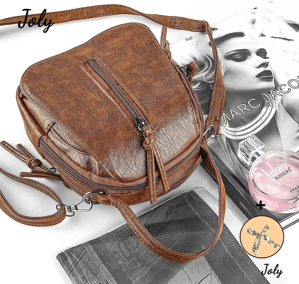 Vintage Crossbody Phone Bag for Women, Small Faux Leather Shoulder Handbag