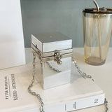 Vintage Retro Clutch Acrylic Silver Lipstick Bags Evening Party Handbag
