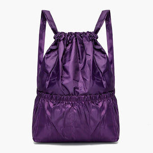 Vintage Drawstring Backpack Flower Ethnic Style Waterproof Nylon Rucksack