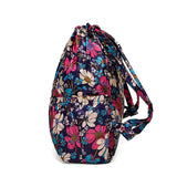 Vintage Drawstring Backpack Flower Ethnic Style Waterproof Nylon Rucksack