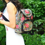 Vintage Embroidery Backpack Female Shoulder Bag Chinese National Canvas Backpack