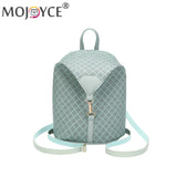 Vintage Geometric Lattice Pattern Shoulder Backpack PU Leather Small Rucksack