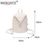 Vintage Geometric Lattice Pattern Shoulder Backpack PU Leather Small Rucksack