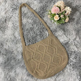 Vintage Knitting Shoulder Bag Crochet Large Capacity Lightweight Tote Crossbody