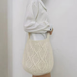 Vintage Knitting Shoulder Bag Crochet Large Capacity Lightweight Tote Crossbody
