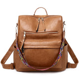 Vintage Leather Backpack High Capacity Boston Bag For Teenage Girls