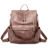 Vintage Leather Backpack High Capacity Boston Bag For Teenage Girls