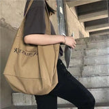 Women Vintage Letter Canvas Tote - Large Capacity All-match Shopper