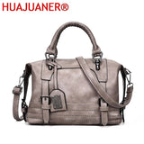 Vintage Leather Shoulder Bag Women Casual Tote Travel Handbag