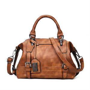 Vintage Leather Shoulder Bag Women Casual Tote Travel Handbag