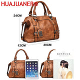 Vintage Leather Shoulder Bag Women Casual Tote Travel Handbag