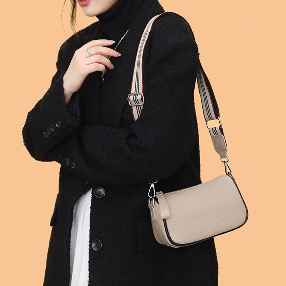 Vintage Messenger Bag Wide Strap Crossbody Soft Texture Handbag