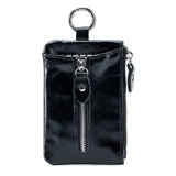 Vintage Oil Wax Cow Leather Key Wallet With Key Hooks Zipper Coin Pocket