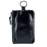 Vintage Oil Wax Cow Leather Key Wallet With Key Hooks Zipper Coin Pocket