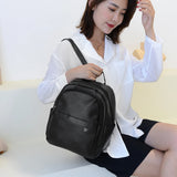 Vintage PU Leather Backpack School Bags Female Casual Small Rucksack