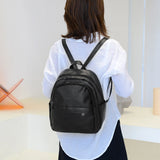 Vintage PU Leather Backpack School Bags Female Casual Small Rucksack
