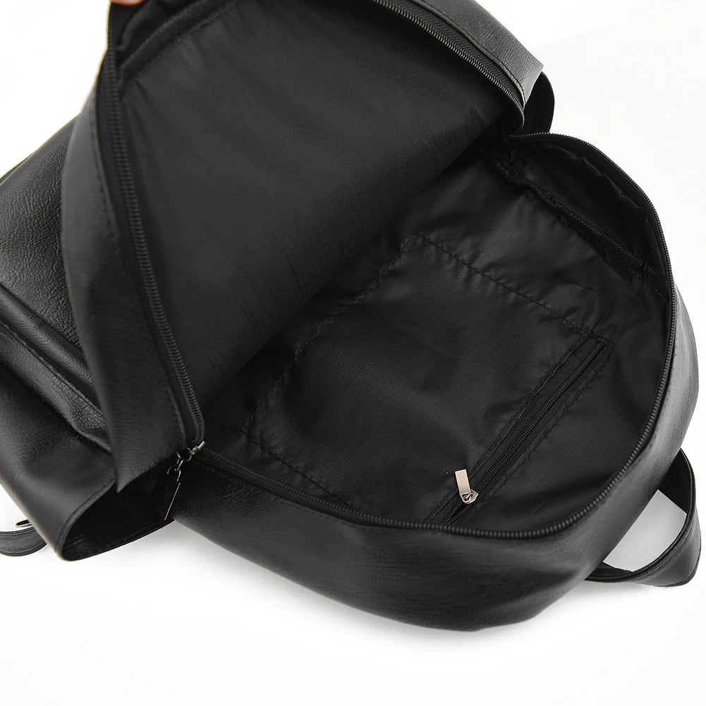 Vintage PU Leather Backpack School Bags Female Casual Small Rucksack