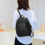 Vintage PU Leather Backpack School Bags Female Casual Small Rucksack