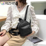 Women Vintage Leather Backpack School Shoulder Bag