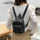 Women Vintage Leather Backpack School Shoulder Bag