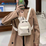 Women Vintage PU Leather Backpack Preppy Style School Shoulder Bag