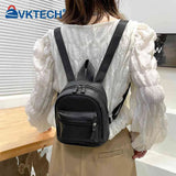 Women Vintage PU Leather Backpack Preppy Style School Shoulder Bag