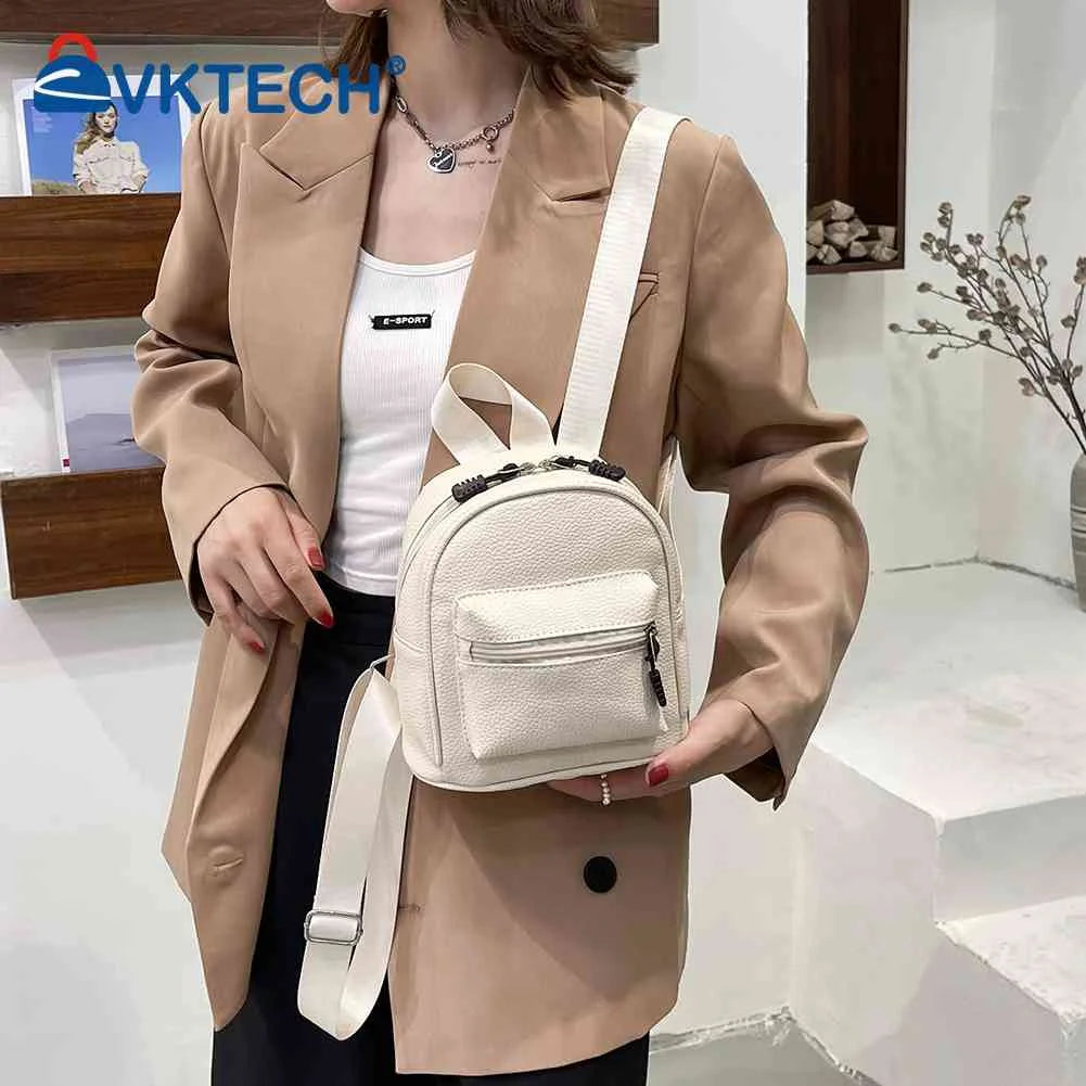 Women Vintage PU Leather Backpack Preppy Style School Shoulder Bag