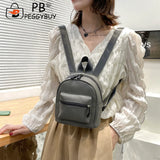 Vintage PU Leather Backpack Preppy Style Shoulder School Bag