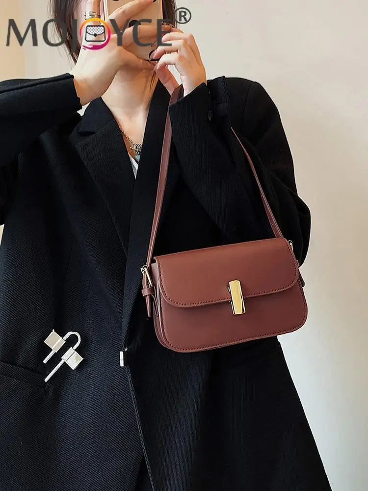 Vintage PU Leather Shoulder Underarm Bag Messenger Handbags Mini Flap Clutches