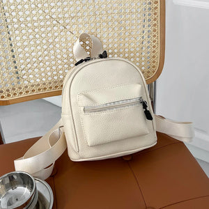 Vintage PU Leather Small Backpack Mini School Bags Solid Shoulder Rucksack