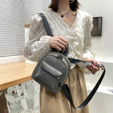 Vintage PU Leather Small Backpack Mini School Bags Female Solid Shoulder Bags