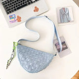 Vintage PU Shoulder Bag Lattice Print Composite Solid Mini Round Purse Handbag