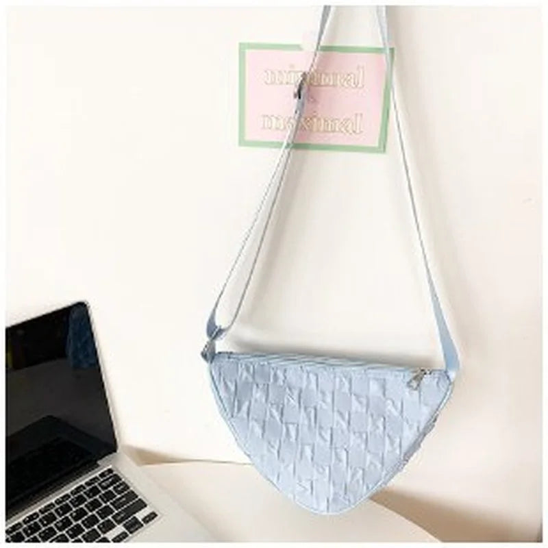 Vintage PU Shoulder Bag Lattice Print Composite Solid Mini Round Purse Handbag