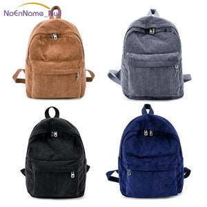 Vintage Corduroy Backpack Casual Bookbag School Bag