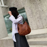 Vintage PU Leather Shoulder Bag Top-handle Hobo Totes