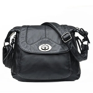 Women Vintage Shoulder Bag Soft Leather Handbags Washed Purses Crossbody Bags