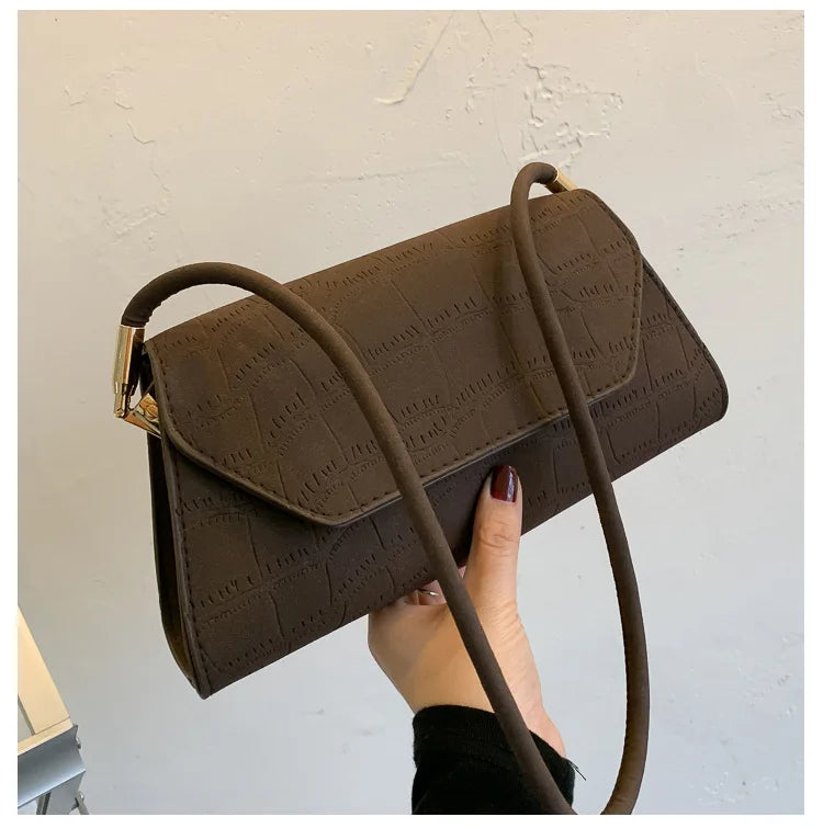 Vintage Crocodile Pattern Shoulder Bag Women