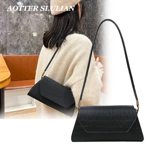 Vintage Crocodile Pattern Shoulder Bag Women